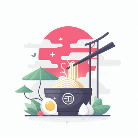 Illustration of japanese food. Vector illustration in flat styleのイラスト素材