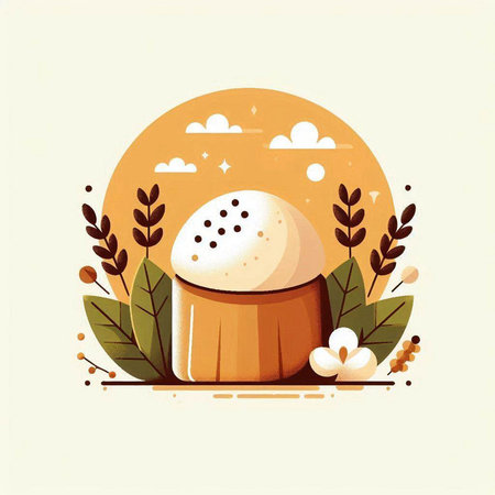 Easter cake with eggs and flowers. Vector illustration in flat styleのイラスト素材