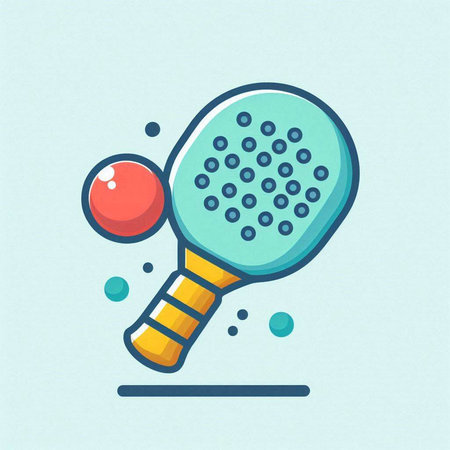 Tennis racket and ball. Vector illustration in a flat style.のイラスト素材