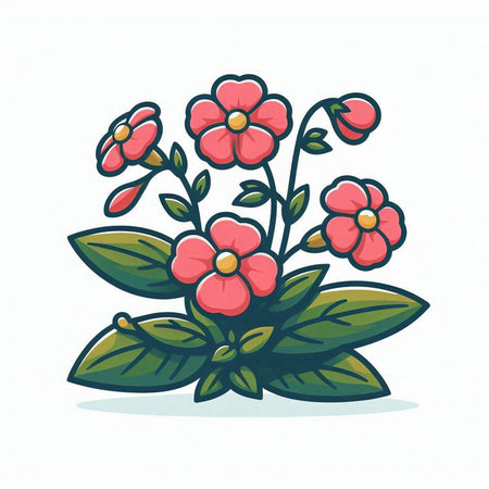 Illustration of red flowers on white background. Vector illustration of flowers.のイラスト素材