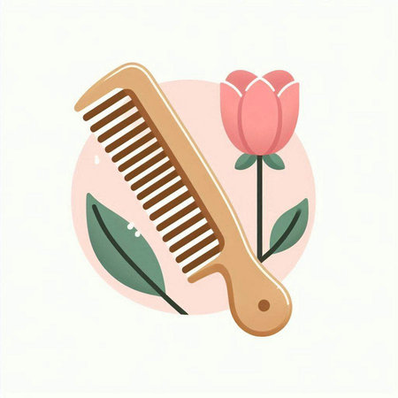 Flower and comb. Hand drawn vector illustration in cartoon style.のイラスト素材
