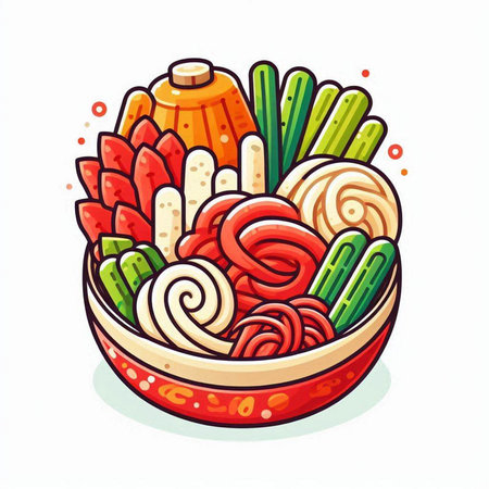 Sukiyaki japanese food in bowl, vector illustrationのイラスト素材