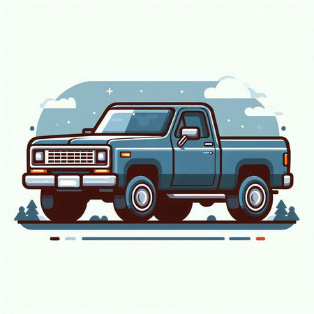 Pickup truck in flat style. Vector illustration for your design.のイラスト素材