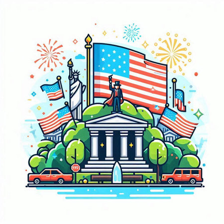 Illustration of United States of America Independence Day. Vector illustration.のイラスト素材