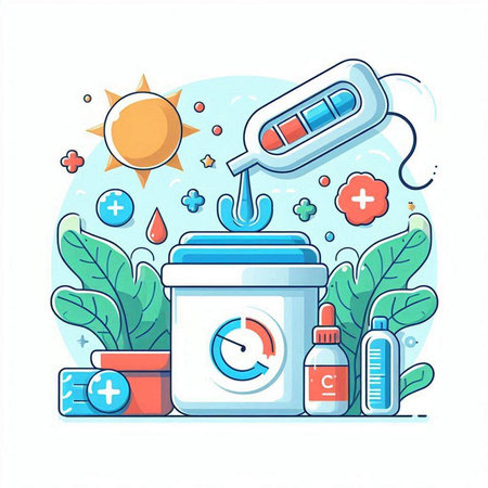 Vector illustration with a set of icons on the theme of healthcare.のイラスト素材