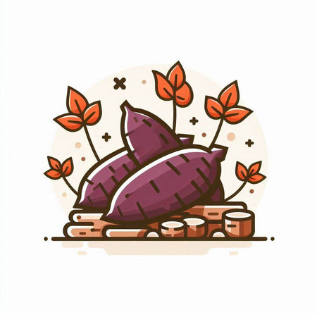 Sweet potato vector illustration. Cute sweet potato icon. Sweet potato icon.のイラスト素材