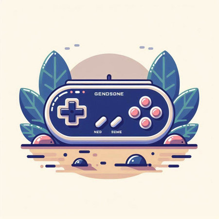 Retro video game console. Vector illustration in flat cartoon style.のイラスト素材