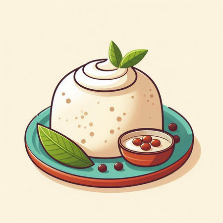 Illustration of a traditional indian dahi vada on a plateのイラスト素材