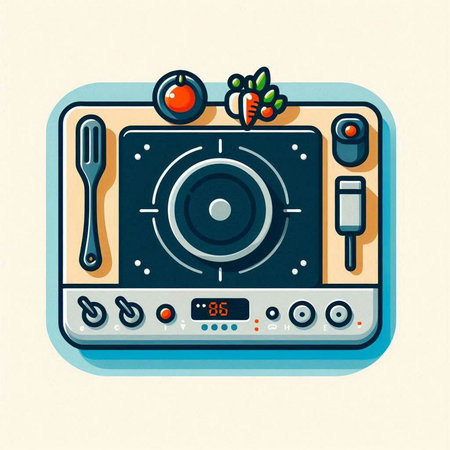 Modern flat design vector illustration of turntable. Kitchen appliances.のイラスト素材