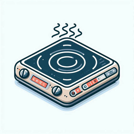 Modern flat isometric vector illustration of a turntable with a control panel.のイラスト素材