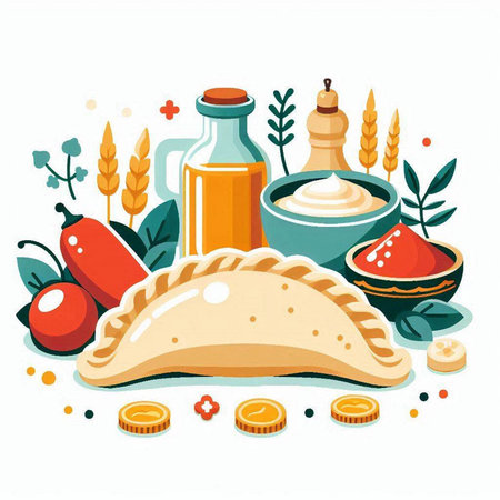 Vector illustration of a set of products for the preparation of food.のイラスト素材