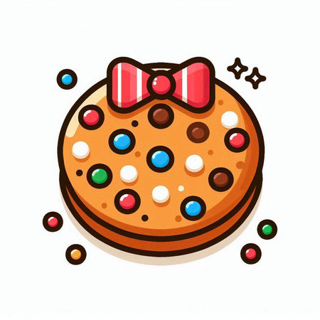 Illustration of a christmas cookie with a bow on white backgroundのイラスト素材