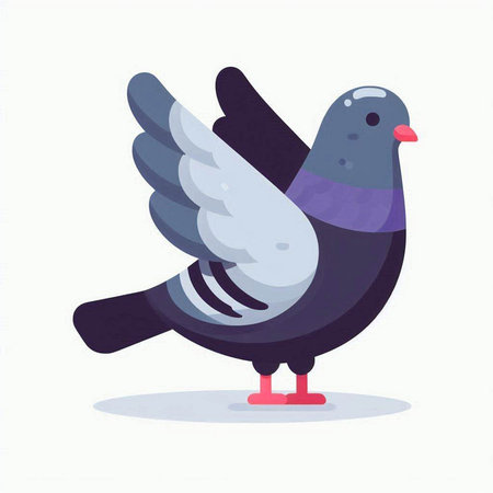 Pigeon isolated on white background. Vector illustration in flat style.のイラスト素材
