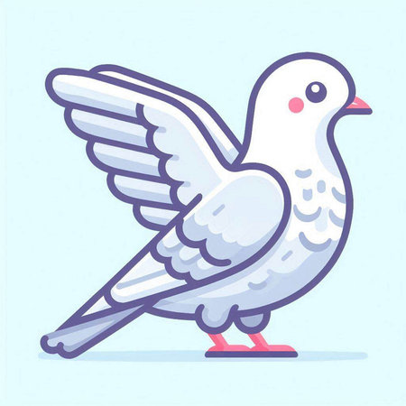 Pigeon bird. Vector illustration in a flat style on a blue background.のイラスト素材