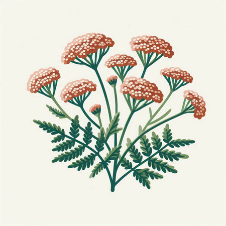 Achillea millefolium. Hand drawn vector illustration.のイラスト素材
