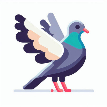 Pigeon on a white background. Vector illustration in flat style.のイラスト素材