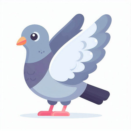 Pigeon isolated on white background. Vector illustration in flat style.のイラスト素材