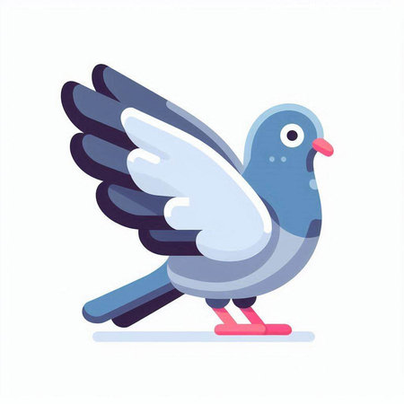 Pigeon flying in the air. Vector illustration in flat style.のイラスト素材