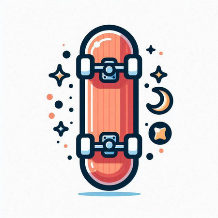 Skateboard flat line icon. Skateboard vector illustration.のイラスト素材