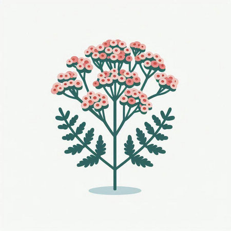 Achillea millefolium. Hand drawn vector illustration.のイラスト素材