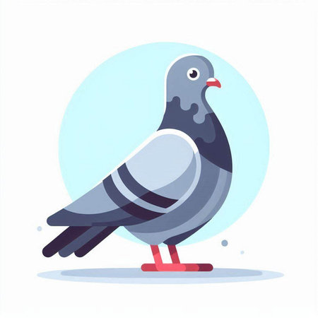 Pigeon on a white background. Vector illustration in flat style.のイラスト素材