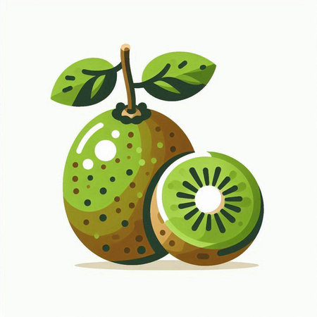 Kiwi fruit vector illustration isolated on white background. Vector illustration.のイラスト素材
