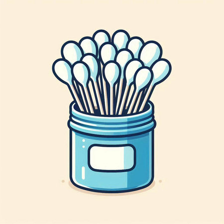 Cotton buds in a jar. Vector illustration in cartoon style.のイラスト素材