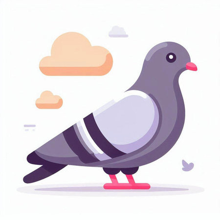 Pigeon in the sky. Vector illustration in flat style.のイラスト素材