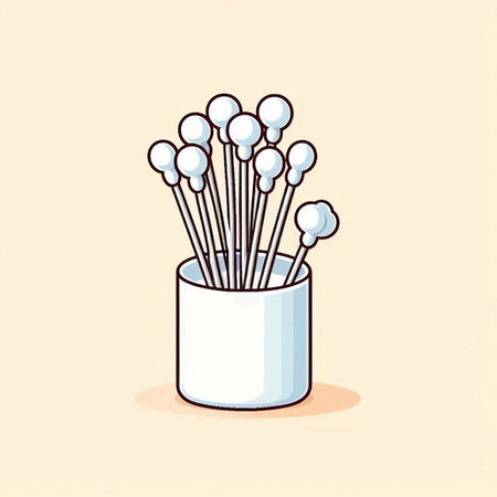 Cotton swabs in a white vase. Vector illustration.のイラスト素材