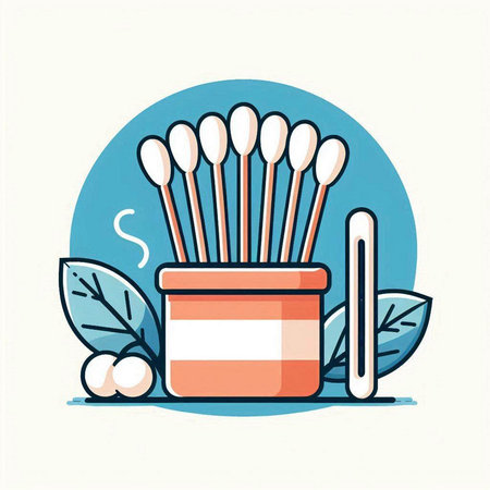 Cotton swabs and cotton buds in a jar. Vector illustration.のイラスト素材