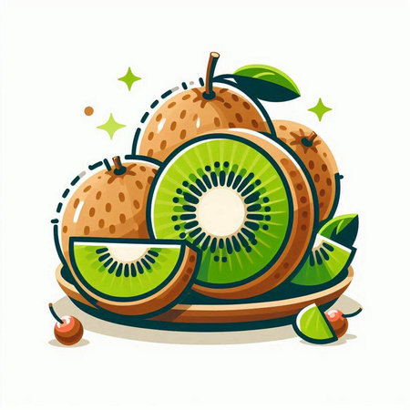 Kiwi fruit. Vector illustration of kiwi fruit.のイラスト素材