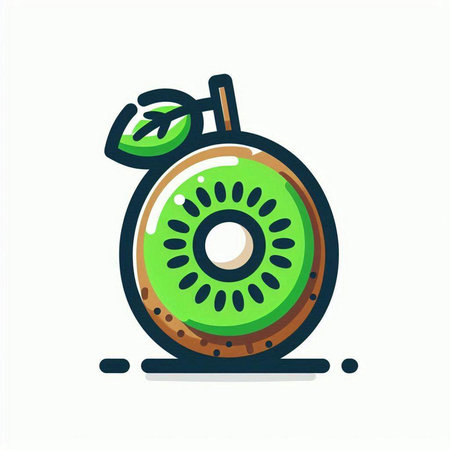 Kiwi fruit icon, kiwi flat vector illustration.のイラスト素材