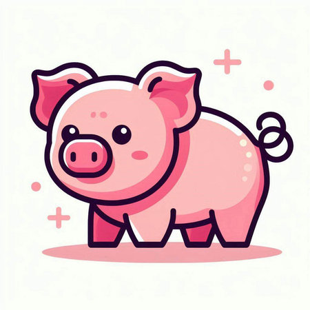Cute pig. Vector illustration in a flat style. Isolated on white background.のイラスト素材