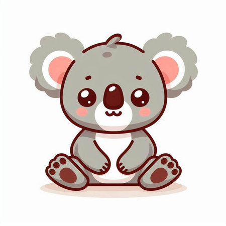 Cute koala sitting on white background. Vector illustration in cartoon style.のイラスト素材
