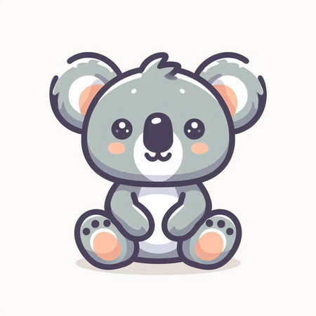 Cute koala sitting on white background. Vector cartoon illustration.のイラスト素材