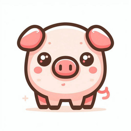 Cute cartoon pig. Vector illustration isolated on white background. Cute pig.のイラスト素材