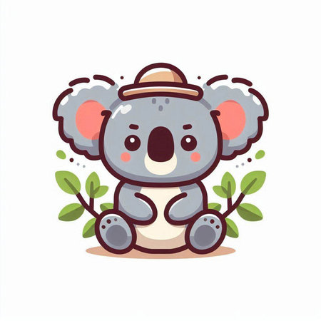 Cute koala with hat. Vector illustration in cartoon style.のイラスト素材