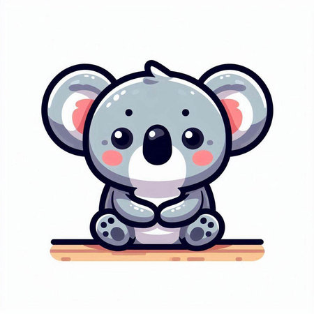Cute koala sitting on the wooden floor, vector illustration.のイラスト素材