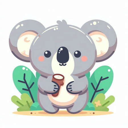 Cute koala. Vector illustration in cartoon style. Flat design.のイラスト素材