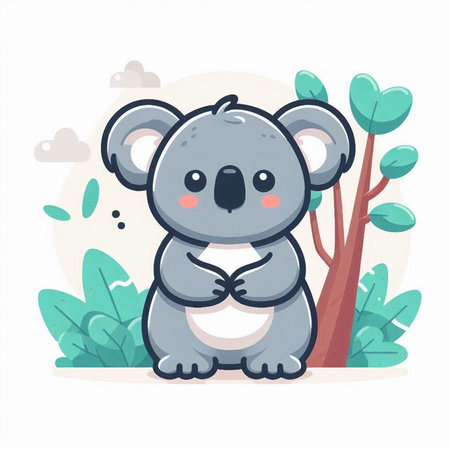 Cute koala in the forest. Vector illustration in cartoon style.のイラスト素材