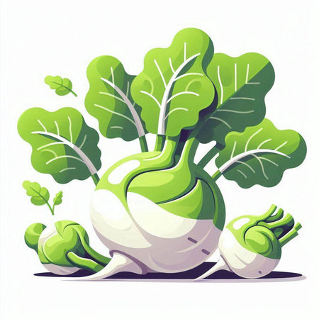 Kohlrabi on white background. Vector illustration. Eps 10.のイラスト素材