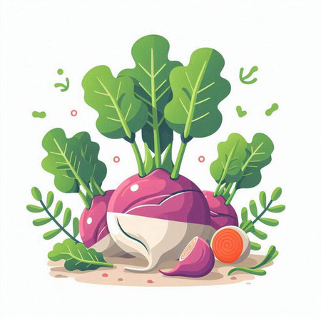 Vector illustration of beetroot with indonesia flag on top.のイラスト素材