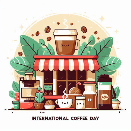Coffee shop, cafe, restaurant and coffee shop. Vector illustrationのイラスト素材