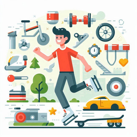 Modern flat design vector illustration concept of healthy lifestyle, sport and recreation.のイラスト素材