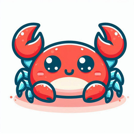 Cute cartoon crab. Vector illustration isolated on a white background.のイラスト素材