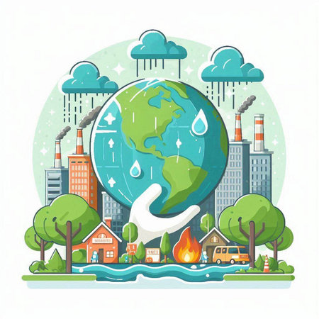 Pollution environment concept. Pollution of the planet. Vector illustrationのイラスト素材
