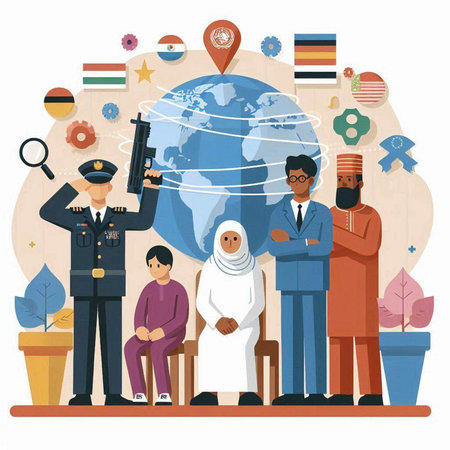 People of different nationalities and religions around the world vector illustration.のイラスト素材