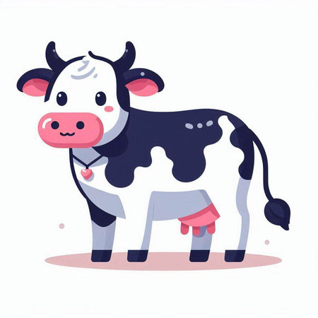 Cute cow. Farm animal. Vector illustration in flat style.のイラスト素材