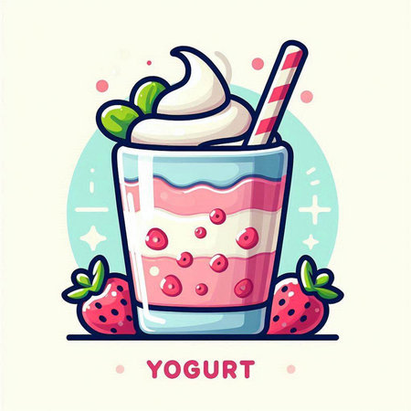 Strawberry milkshake in a glass with whipped cream. Vector illustration.のイラスト素材