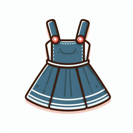 Denim dirndl isolated on white background. Vector illustration.のイラスト素材
